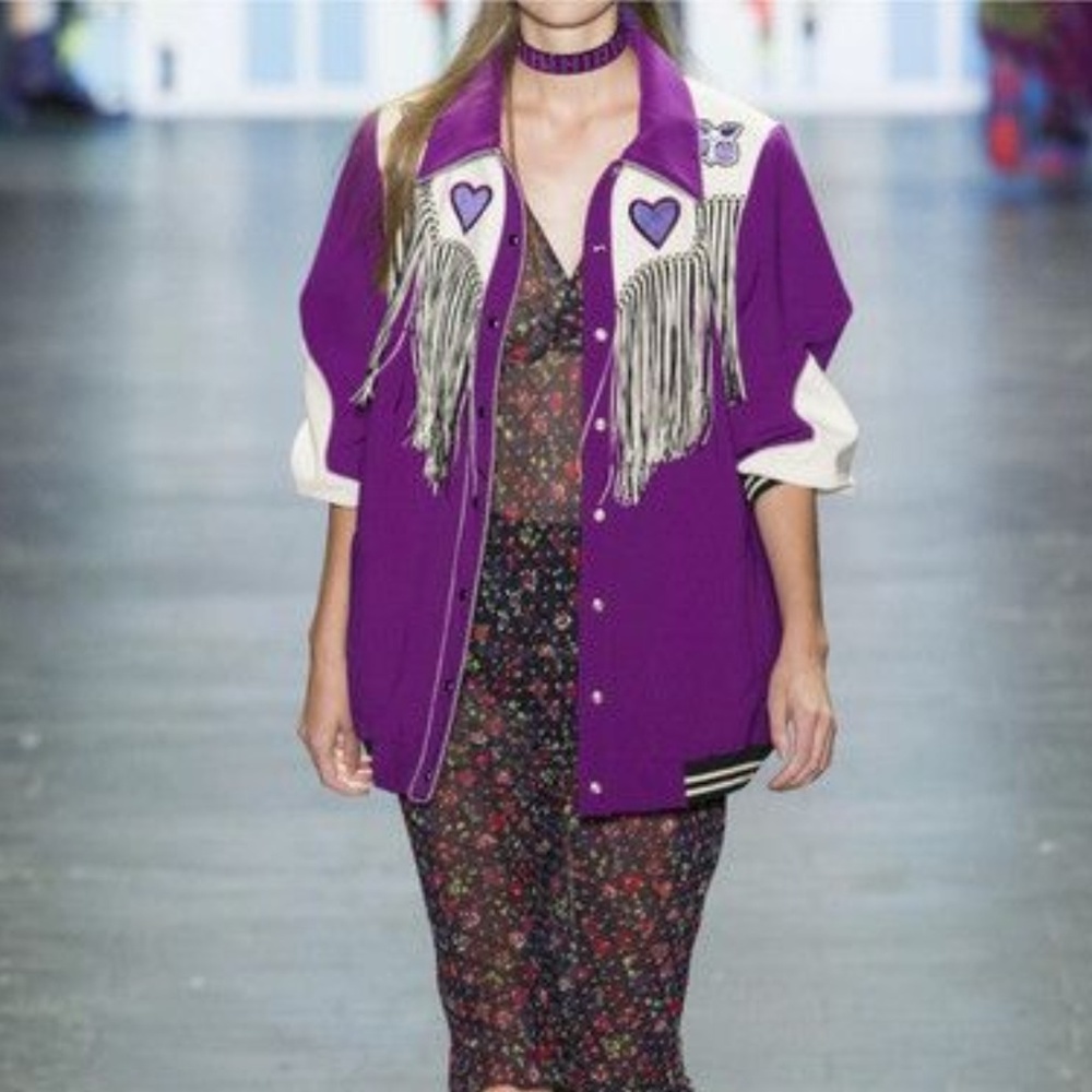 NWT Anna Sui Fringed appliquéd crepe jacket